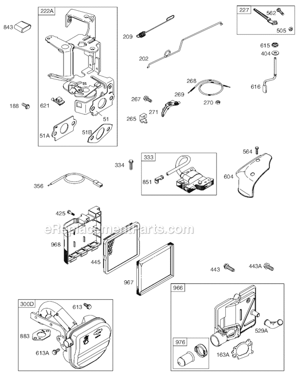 Page D Diagram and Parts List for 12B600SERIES 0100-0104 Briggs and Stratton Engine